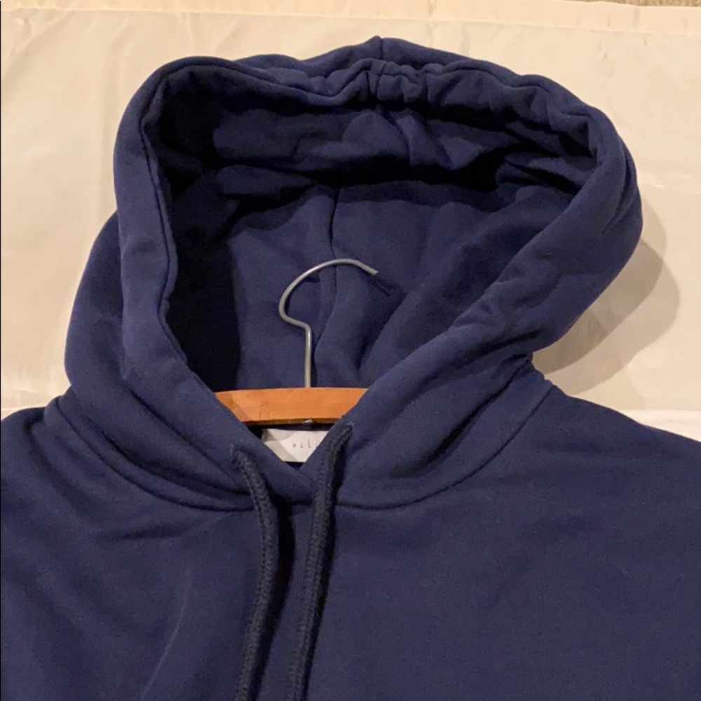allirow~ Blue Ruffled Bottom Cropped Hoodie